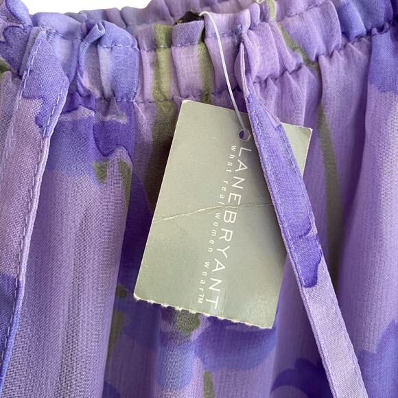 LANE BRYANT NWT Size 18 / 20 Chiffon Pants Lined Floral Elastic Waist Pull-On - Picture 3 of 9